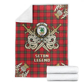Clan Seton Modern Tartan Gold Courage Symbol Blanket WW13 Clan Seton Tartan Today