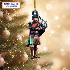 Seton Ancient Tartan Bagpipe Ornament with Custom Name