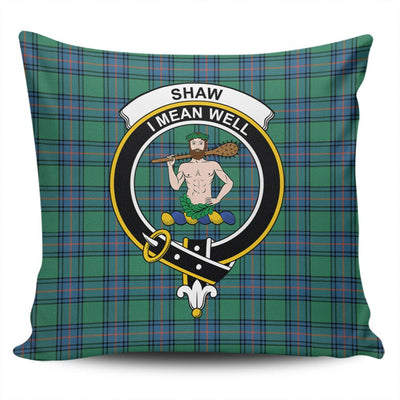 Clan Shaw Ancient Tartan Crest Pillow Cover