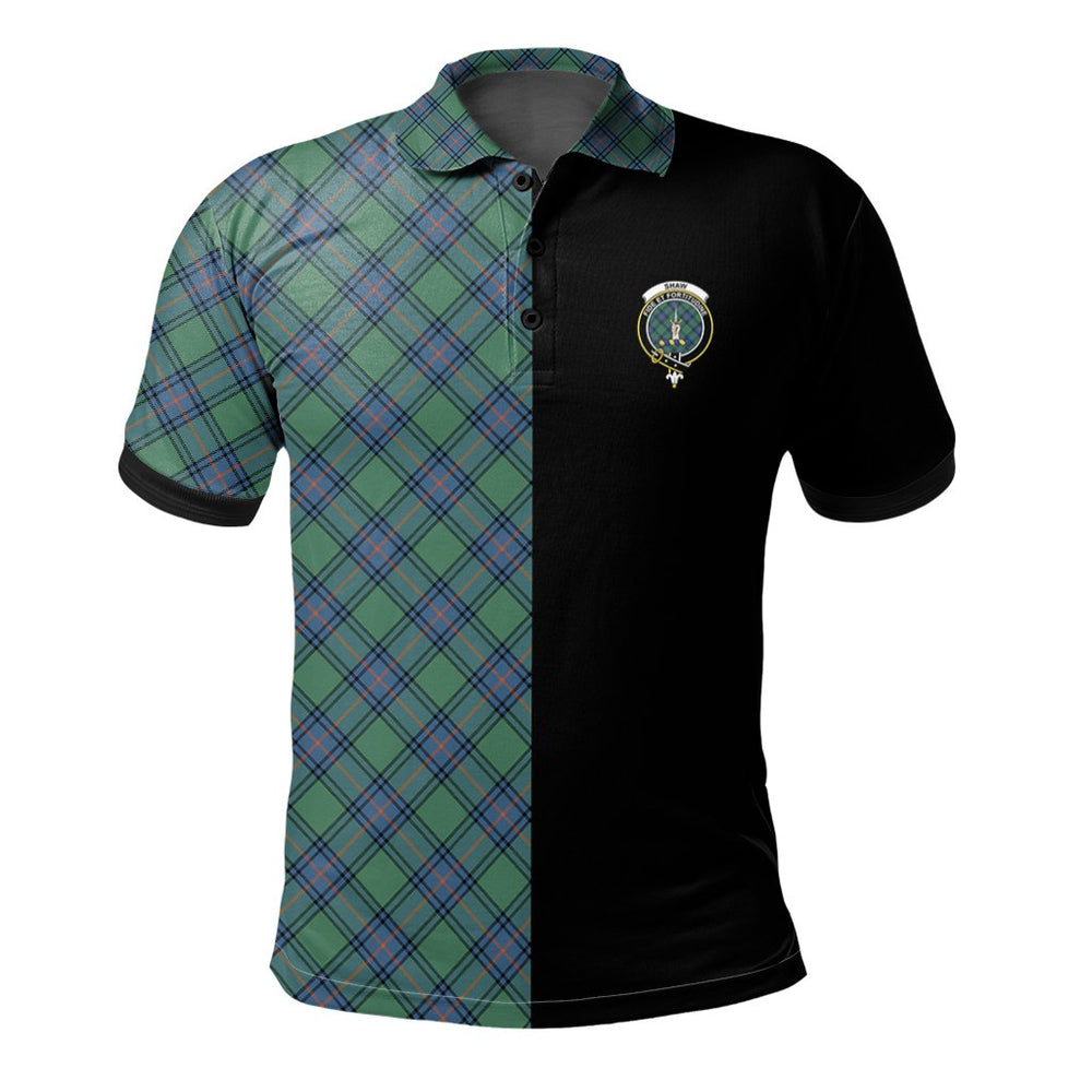Clan Shaw Ancient Tartan Polo Shirt Half of Me - Cross Style CO95 Shaw Ancient Tartan Tartan Polo