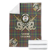 Clan Shaw Green Modern Tartan Gold Courage Symbol Blanket FC14 Clan Shaw Tartan Today