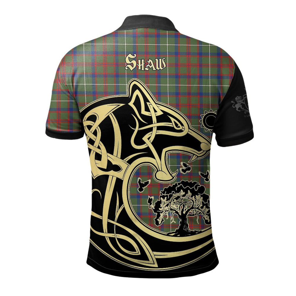Clan Shaw Green Modern Tartan Polo Shirt Viking Wolf KL69 Shaw Green Modern Tartan Tartan Polo