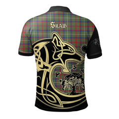Clan Shaw Green Modern Tartan Polo Shirt Viking Wolf KL69 Shaw Green Modern Tartan Tartan Polo