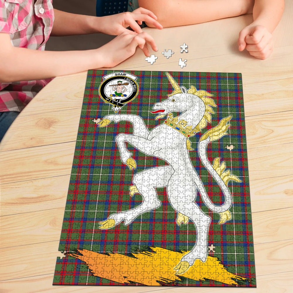Clan Shaw Green Modern Tartan Crest Unicorn Scotland Jigsaw Puzzles Gift For Family ZW92 Clan Shaw Tartan Today