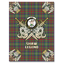 Clan Shaw Green Modern Tartan Gold Courage Symbol Blanket FC14 Clan Shaw Tartan Today