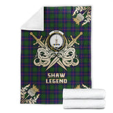 Clan Shaw Modern Tartan Gold Courage Symbol Blanket MS32 Clan Shaw Tartan Today