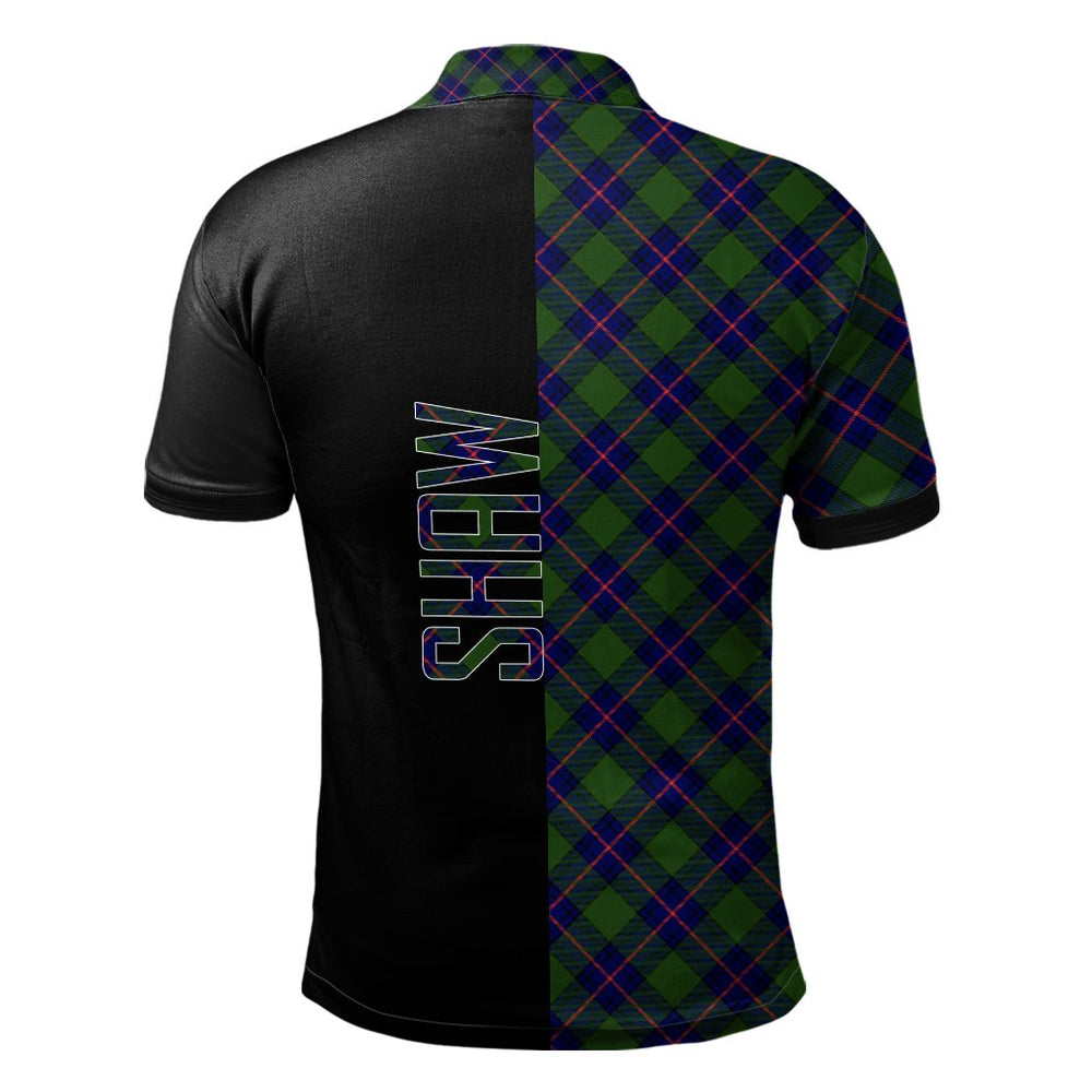 Clan Shaw Modern Tartan Polo Shirt Half of Me - Cross Style VT62 Shaw Modern Tartan Tartan Polo