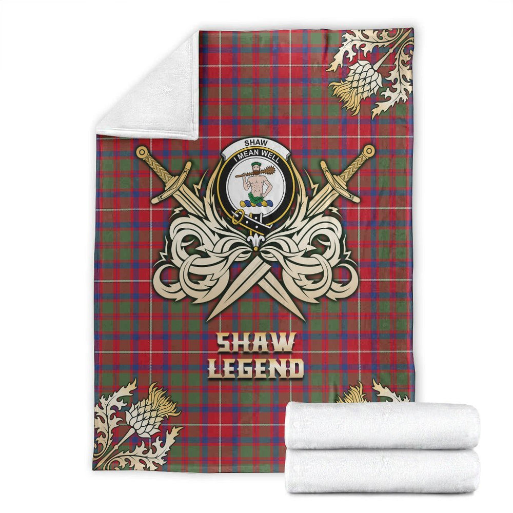 Clan Shaw Red Modern Tartan Gold Courage Symbol Blanket UB65 Clan Shaw Tartan Today