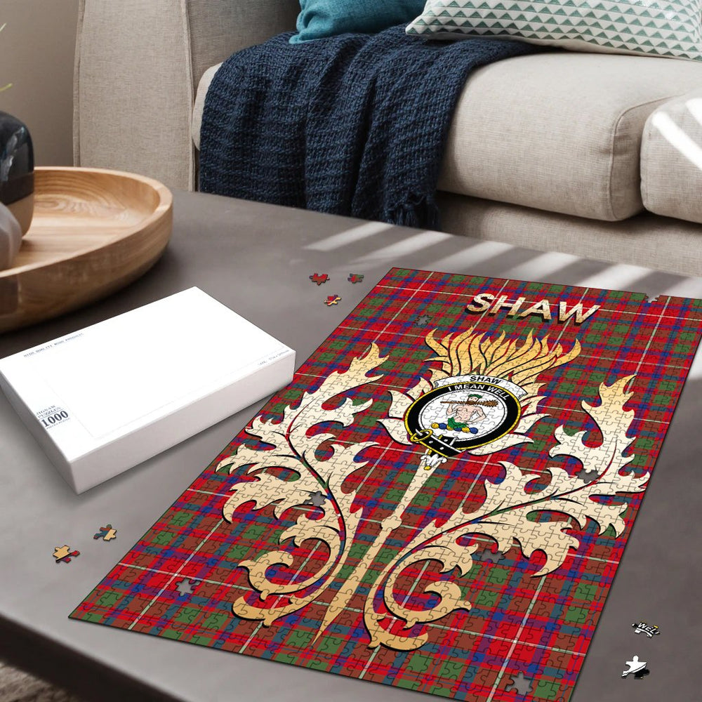 Clan Shaw Red Modern Tartan Crest Thistle Jigsaw Puzzles Gift For Family NG75 Clan Shaw Tartan Today