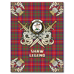 Clan Shaw Red Modern Tartan Gold Courage Symbol Blanket UB65 Clan Shaw Tartan Today