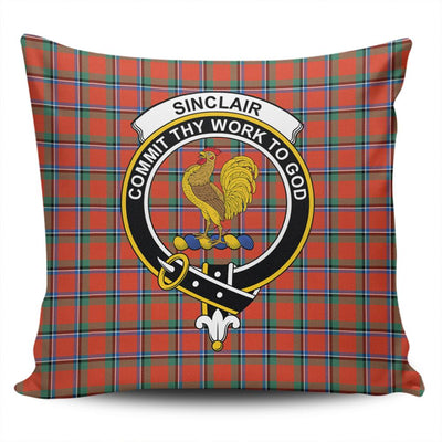 Clan Sinclair Ancient Tartan Crest Pillow Cover