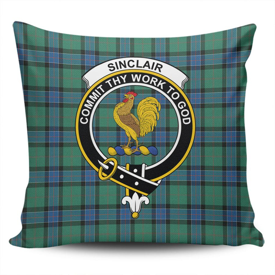 Clan Sinclair Hunting Ancient Tartan Crest Pillow Cover