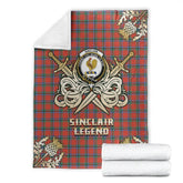 Clan Sinclair Ancient Tartan Gold Courage Symbol Blanket TI52 Clan Sinclair Tartan Today