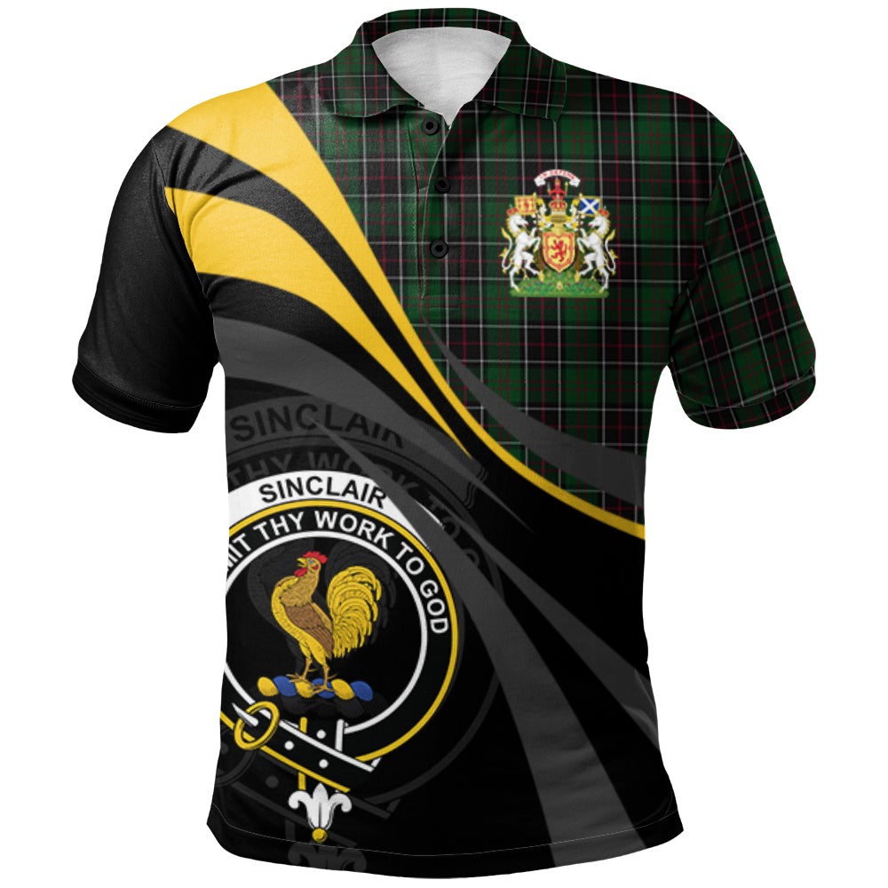 Clan Sinclair Hunting 01 Tartan Polo Shirt - Royal Coat Of Arms Style YQ46 Sinclair Hunting 01 Tartan Tartan Polo