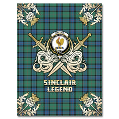 Clan Sinclair Hunting Ancient Tartan Gold Courage Symbol Blanket KQ20 Clan Sinclair Tartan Today