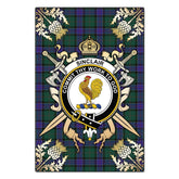 Clan Sinclair Hunting Modern Tartan Crest Black Garden Flag - Gold Thistle EY97 Clan Sinclair Tartan Today