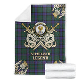 Clan Sinclair Hunting Modern Tartan Gold Courage Symbol Blanket YC13 Clan Sinclair Tartan Today