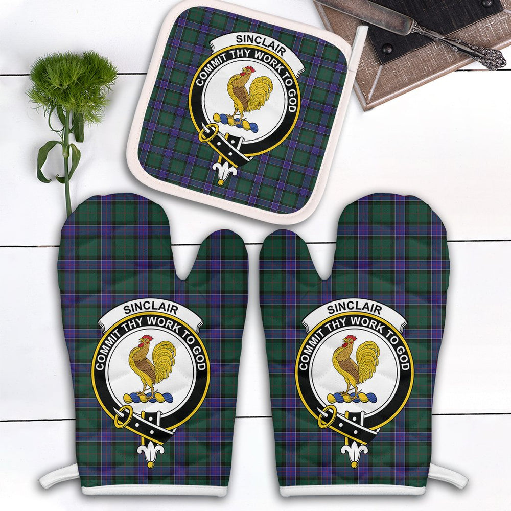 Clan Sinclair Hunting Modern Tartan Crest Oven Mitt And Pot Holder (2 Oven Mitts + 1 Pot Holder) EE96 Clan Sinclair Tartan Today