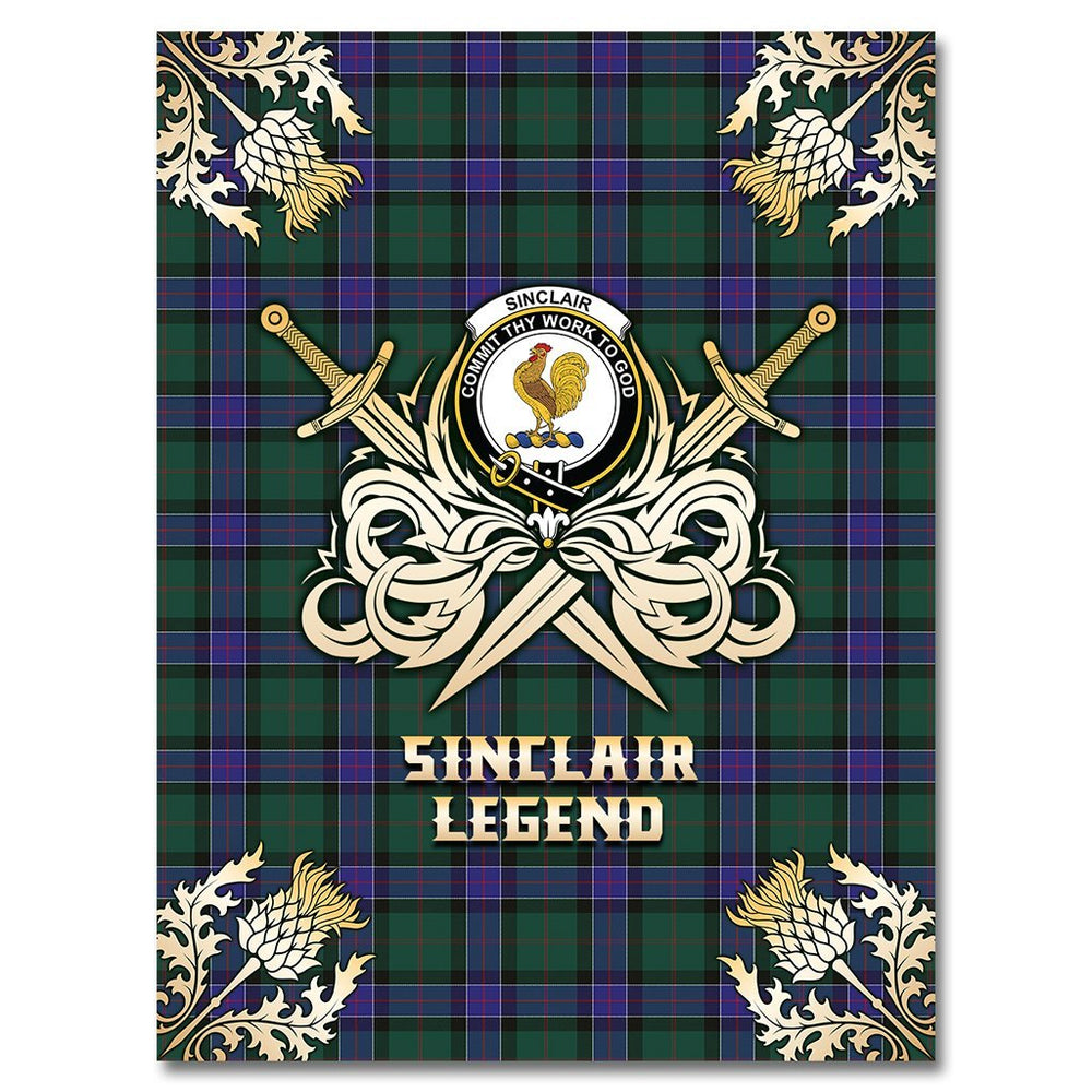 Clan Sinclair Hunting Modern Tartan Gold Courage Symbol Blanket YC13 Clan Sinclair Tartan Today