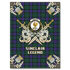 Clan Sinclair Hunting Modern Tartan Gold Courage Symbol Blanket YC13 Clan Sinclair Tartan Today