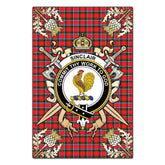 Clan Sinclair Modern Tartan Crest Black Garden Flag - Gold Thistle PZ27 Clan Sinclair Tartan Today