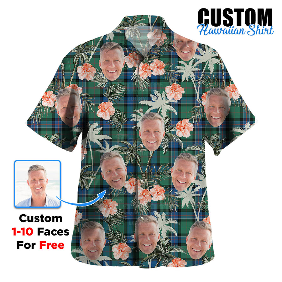 Clan Sinclair Hunting Ancient Tartan Custom Face Hawaiian Shirt – Unisex Gift for Family Members, Summer Party AP76 Sinclair Hunting Ancient Tartan Tartan Hawaii Shirt