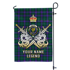 Custom Name Clan Sinclair Hunting Modern Tartan Garden Flag with Clan Crest and the Golden Sword of Courageous Legacy GG67