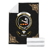 Clan Skene Crest Tartan Premium Blanket Black DH75 Clan Skene Tartan Today