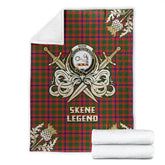 Clan Skene Modern Tartan Gold Courage Symbol Blanket AI59 Clan Skene Tartan Today