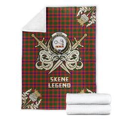 Clan Skene Modern Tartan Gold Courage Symbol Blanket AI59 Clan Skene Tartan Today