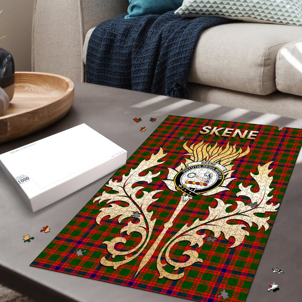 Clan Skene Modern Tartan Crest Thistle Jigsaw Puzzles Gift For Family FV54 Clan Skene Tartan Today