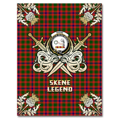 Clan Skene Modern Tartan Gold Courage Symbol Blanket AI59 Clan Skene Tartan Today