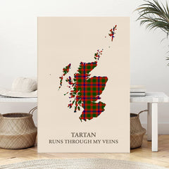 Clan Skene Modern Tartan Scotland Map Canvas “Tartan Runs Through My Veins” Wall Art IM68