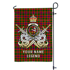 Custom Name Clan Skene Modern Tartan Garden Flag with Clan Crest and the Golden Sword of Courageous Legacy PD41