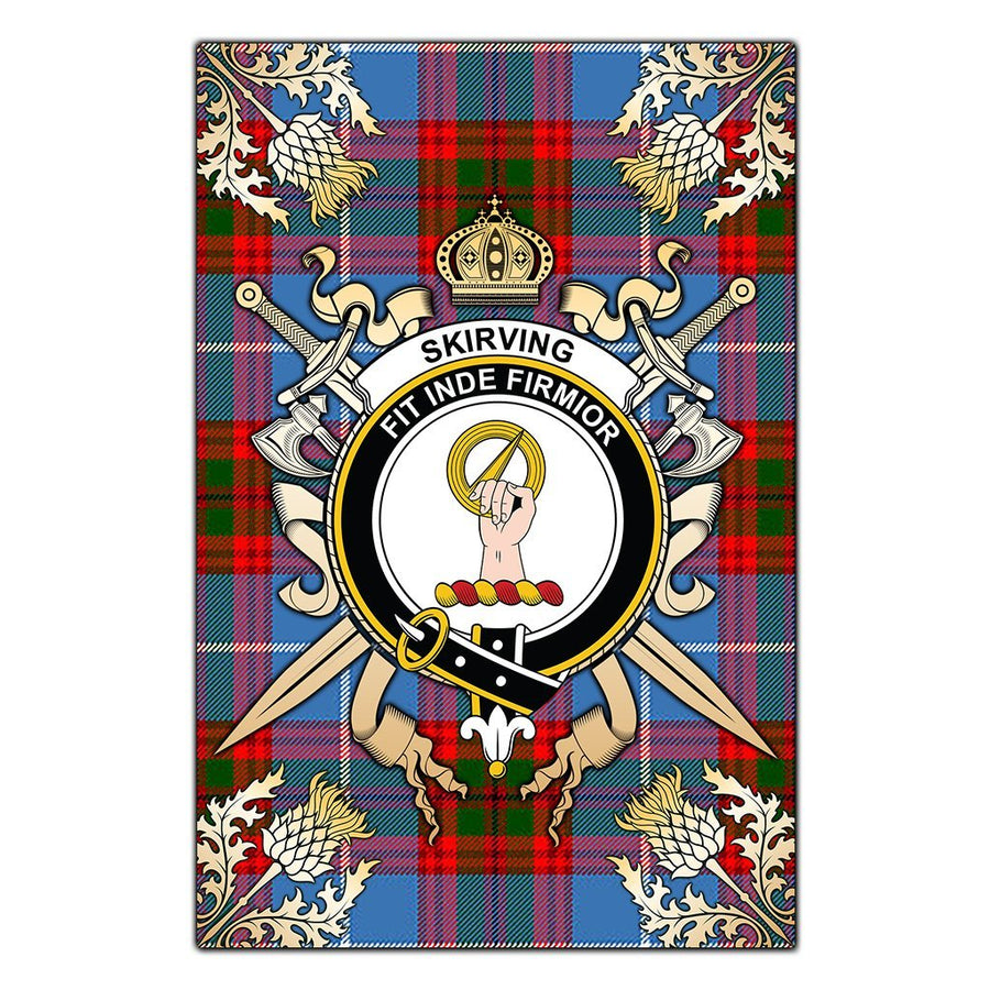 Clan Skirving Tartan Crest Black Garden Flag
