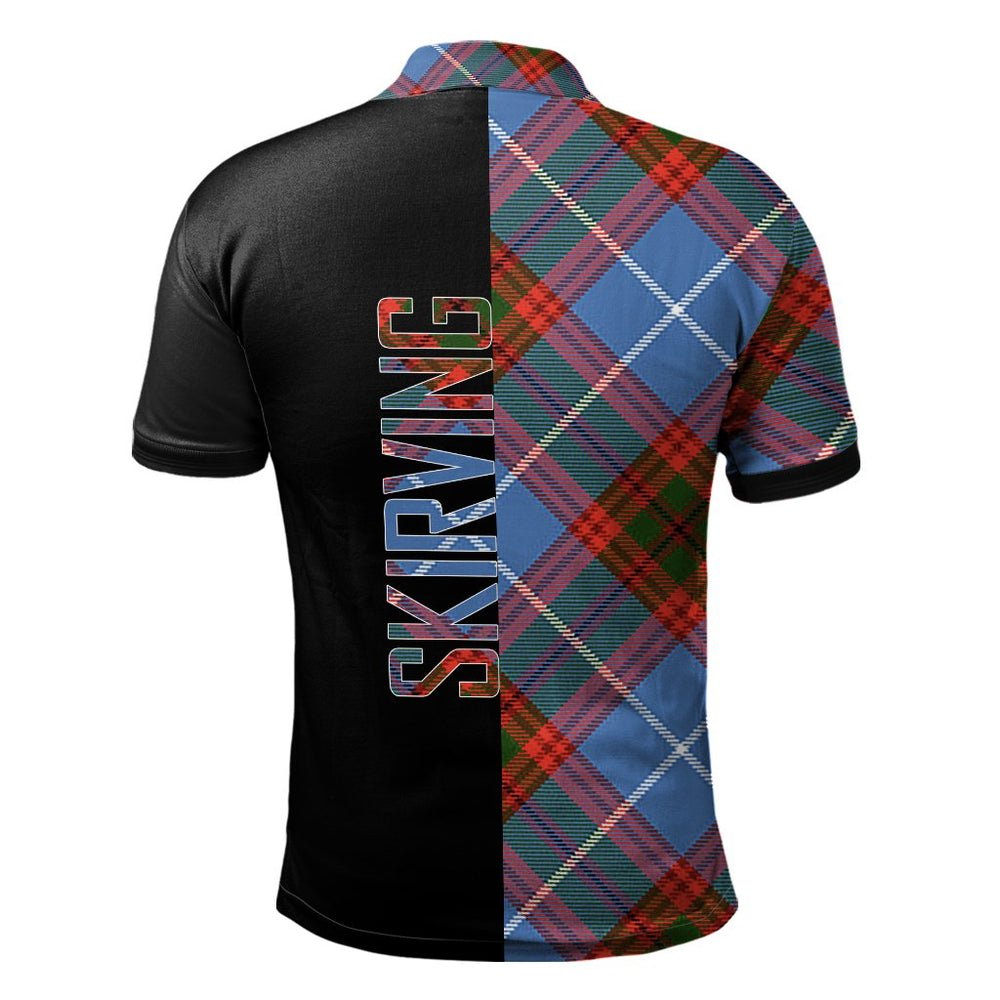 Clan Skirving Tartan Polo Shirt Half of Me - Cross Style CF49 Skirving Tartan Tartan Polo