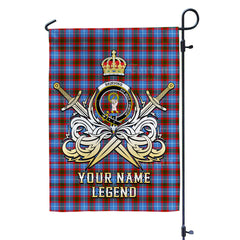Custom Name Clan Skirving (Edinburgh) Tartan Garden Flag with Clan Crest and the Golden Sword of Courageous Legacy SX64