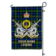 Custom Name Clan Smith Modern Tartan Garden Flag with Clan Crest and the Golden Sword of Courageous Legacy KT94