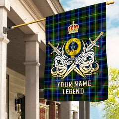 Custom Name Clan Smith Modern Tartan Garden Flag with Clan Crest and the Golden Sword of Courageous Legacy KT94