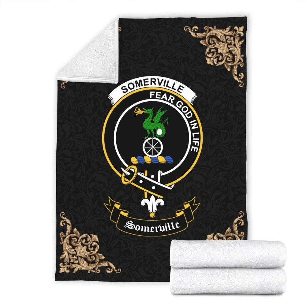 Clan Somerville Crest Tartan Premium Blanket Black EL69 Clan Somerville Tartan Today