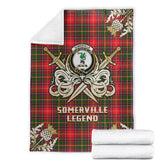 Clan Somerville Modern Tartan Gold Courage Symbol Blanket MA23 Clan Somerville Tartan Today