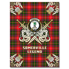 Clan Somerville Modern Tartan Gold Courage Symbol Blanket MA23 Clan Somerville Tartan Today