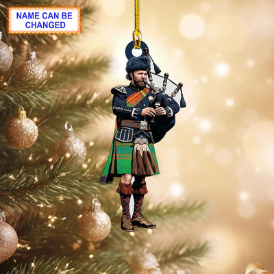 Personalized Clan Somerville Ancient Tartan Bagpipe Ornament with Custom Name – Scottish Christmas Tree Decoration