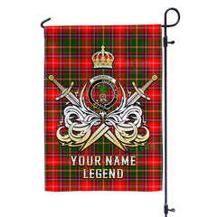Custom Name Clan Somerville Modern Tartan Garden Flag with Clan Crest and the Golden Sword of Courageous Legacy QJ14