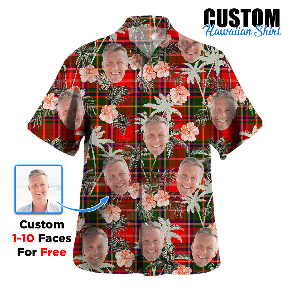 Clan Somerville Modern Tartan Custom Face Hawaiian Shirt – Unisex Gift for Family Members, Summer Party FW35 Somerville Modern Tartan Tartan Hawaii Shirt
