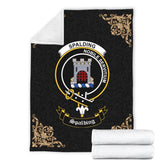 Clan Spalding Crest Tartan Premium Blanket Black AC88 Clan Spalding Tartan Today