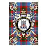 Clan Spalding Tartan Crest Black Garden Flag - Gold Thistle DX45 Clan Spalding Tartan Today