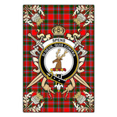 Clan Spens Modern Tartan Crest Black Garden Flag - Gold Thistle OR95 Clan Spens Tartan Today