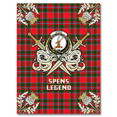 Clan Spens Modern Tartan Gold Courage Symbol Blanket IZ57 Clan Spens Tartan Today