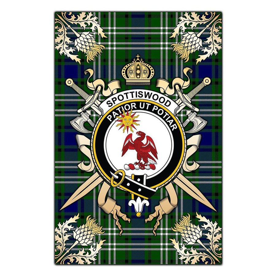 Clan Spottiswood Tartan Crest Black Garden Flag